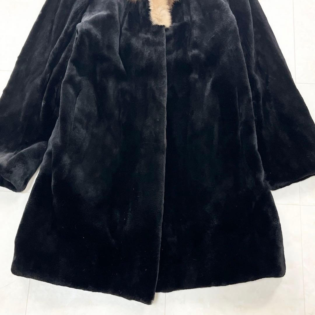 【美品】EMBA ロシアンセーブル&シェアードミンク ファーコート サイズF