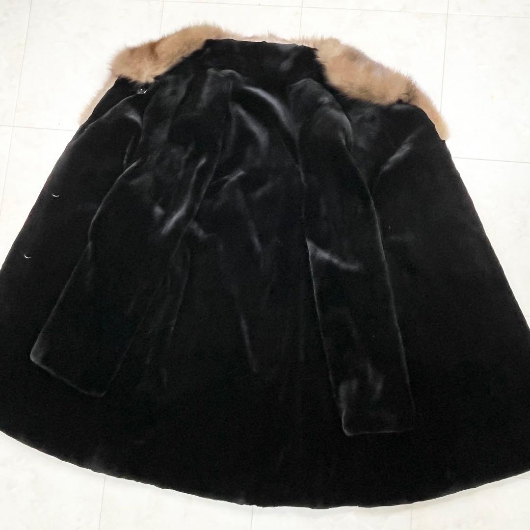 【美品】EMBA ロシアンセーブル&シェアードミンク ファーコート サイズF