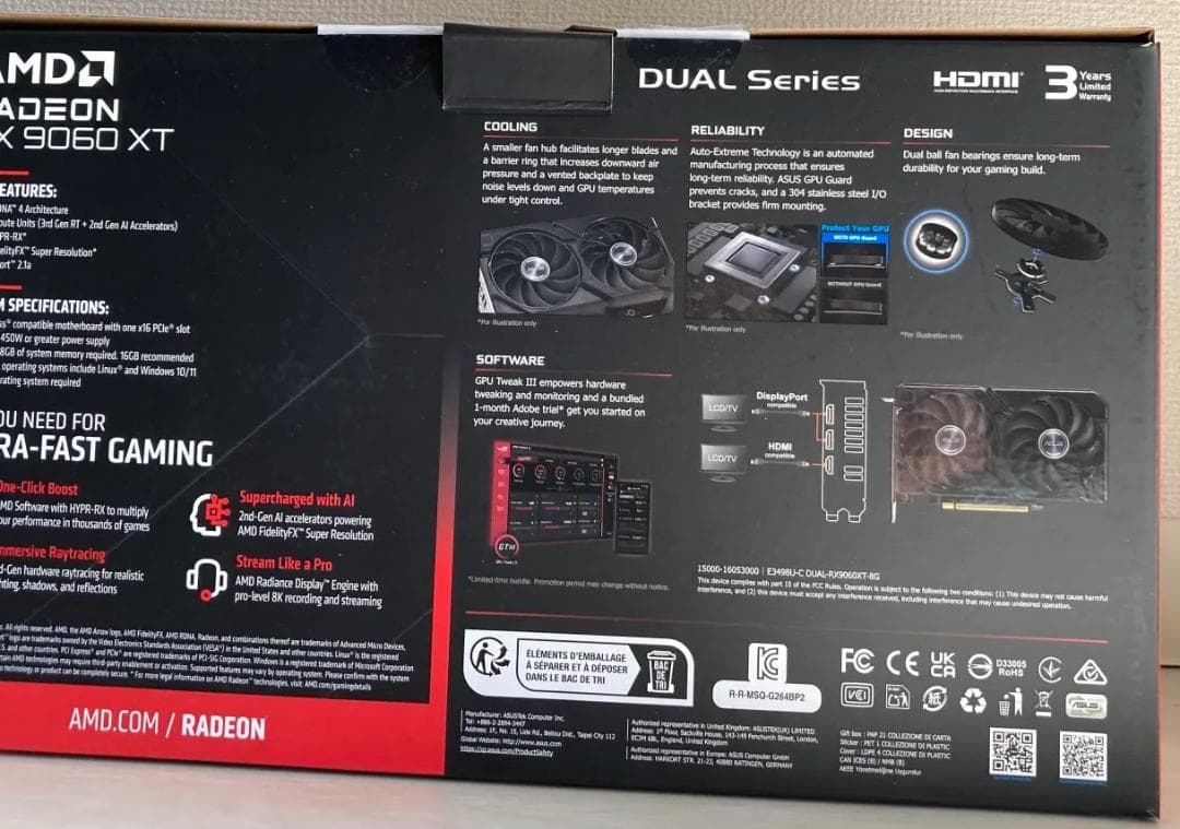 グラフィックボード・グラボ・ビデオカード ASUS DUAL Radeon RX 9060 XT 8GB