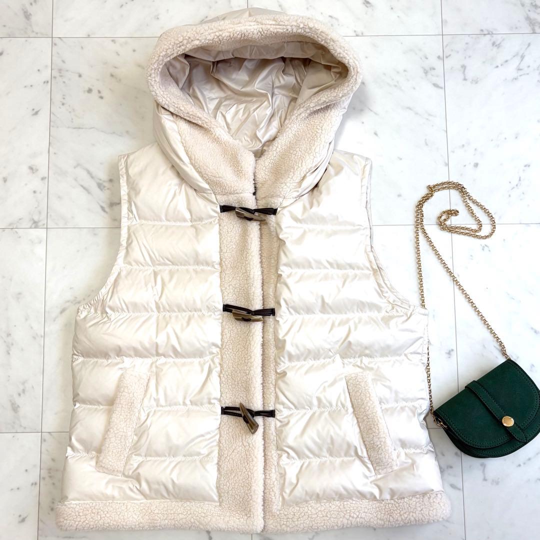 美品 レリアン ネミカ NEMIKA ボアダッフルダウンベスト フード 13号