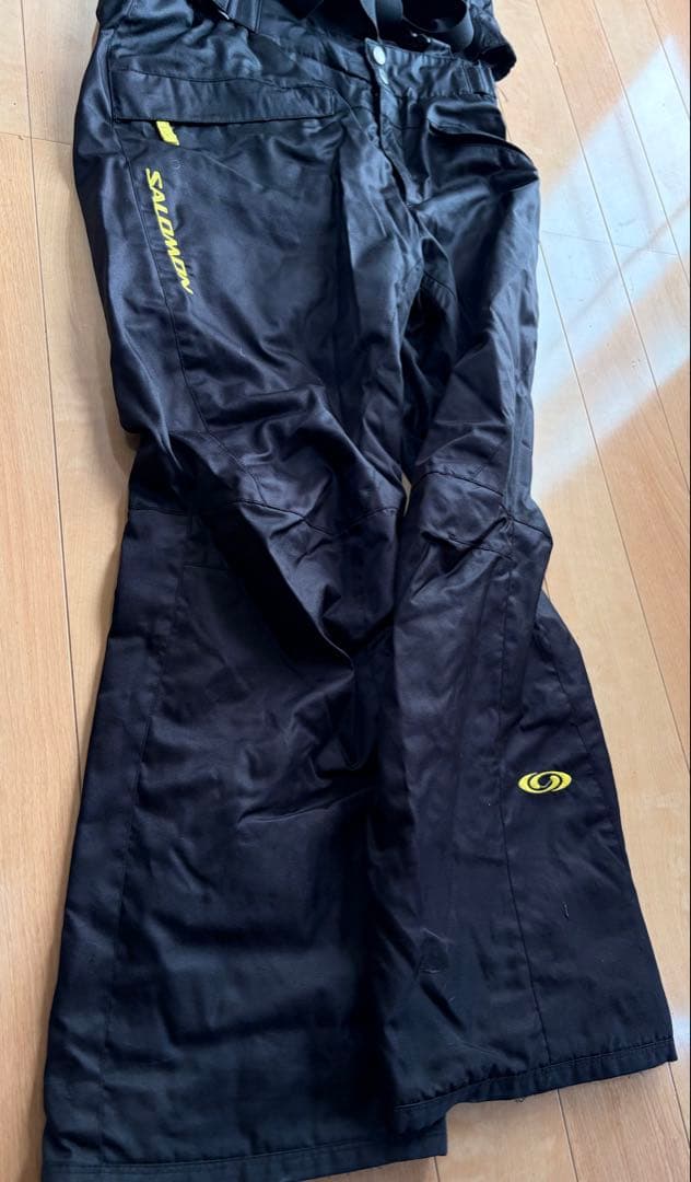 ★サロモン スキーウェア セットアップ フーディー 上下 黒/黄色