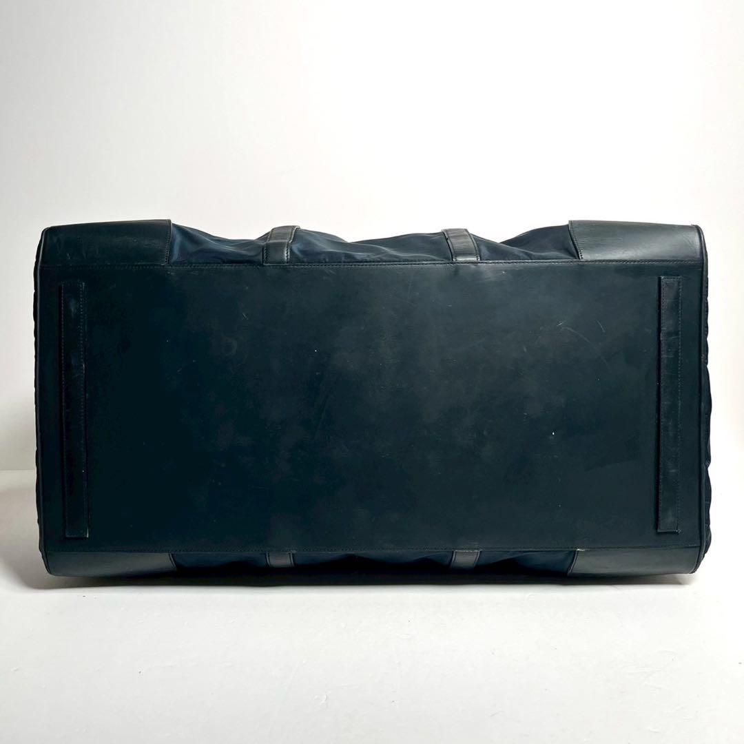 プラダ　ボストンバッグ　南京錠　鍵付き　テスートナイロン × レザー ネイビー