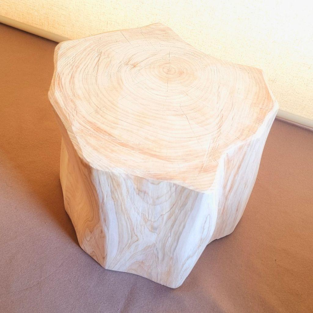 天然アロマ 東濃ひのきフリル スツール・テーブル・特大・無垢無塗装・オーガニック