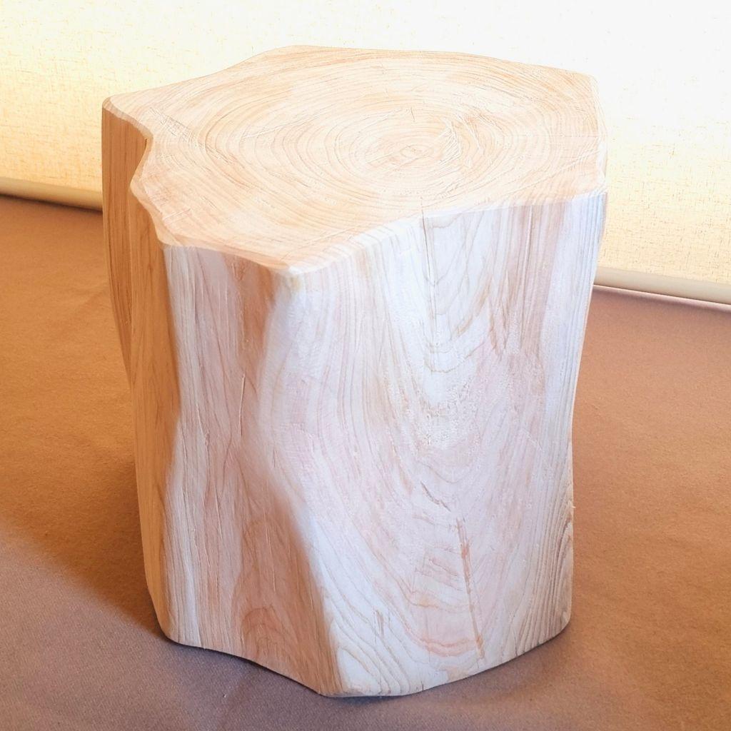 天然アロマ 東濃ひのきフリル スツール・テーブル・特大・無垢無塗装・オーガニック