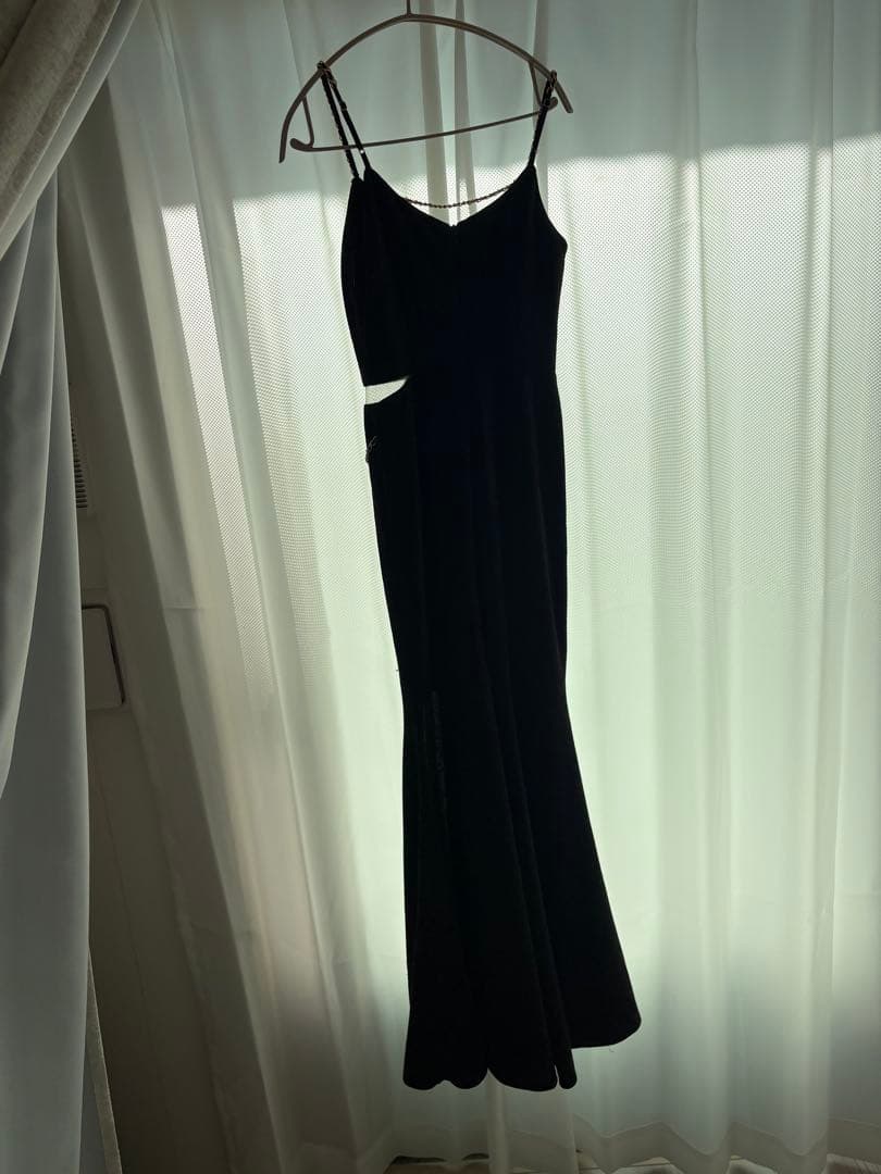 グリッターラメキャミロングドレス/キャミ/チェーン/スリット/谷間見せ