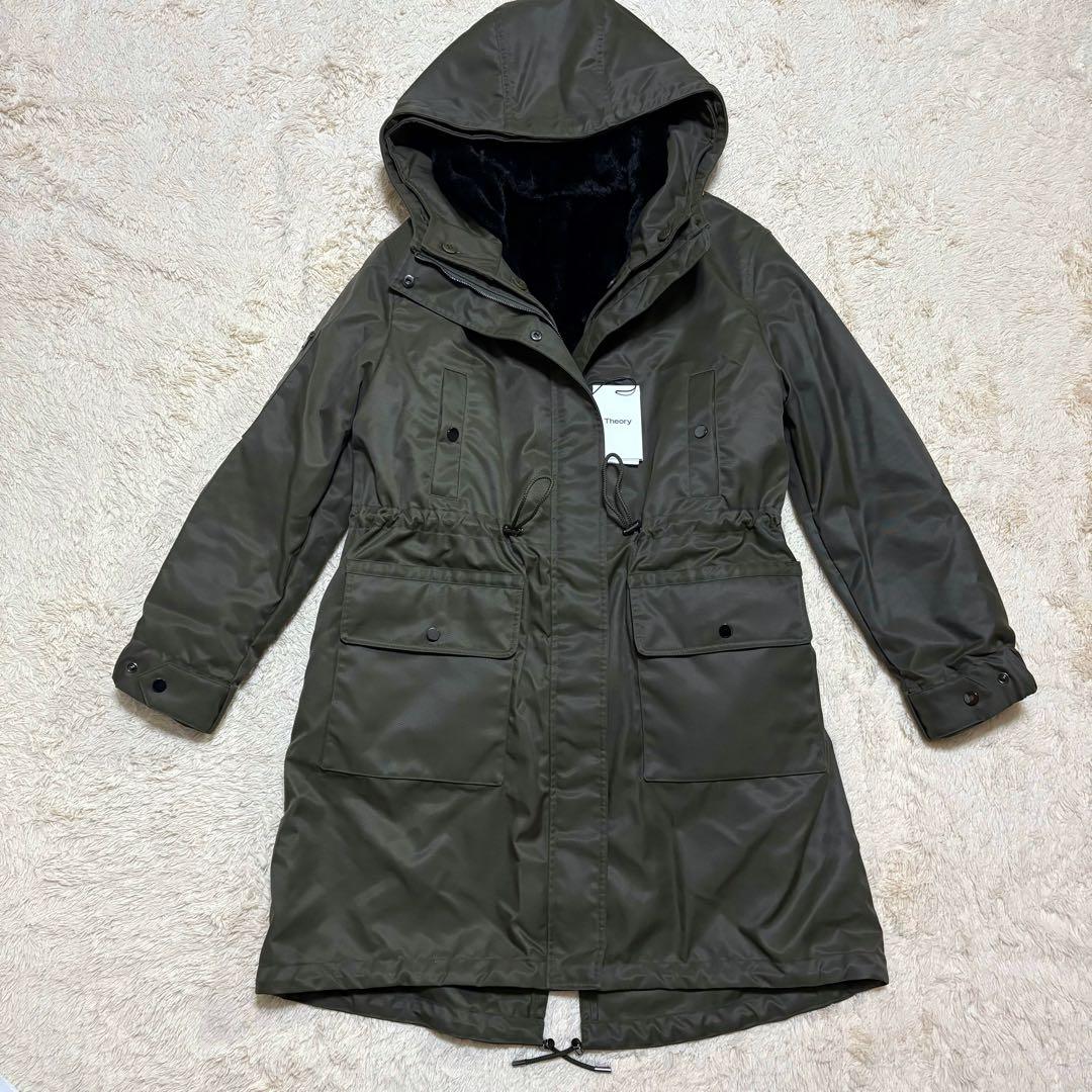 【新品】セオリー モッズコート ダウン ミリタリー カーキ ライナー付き ファー