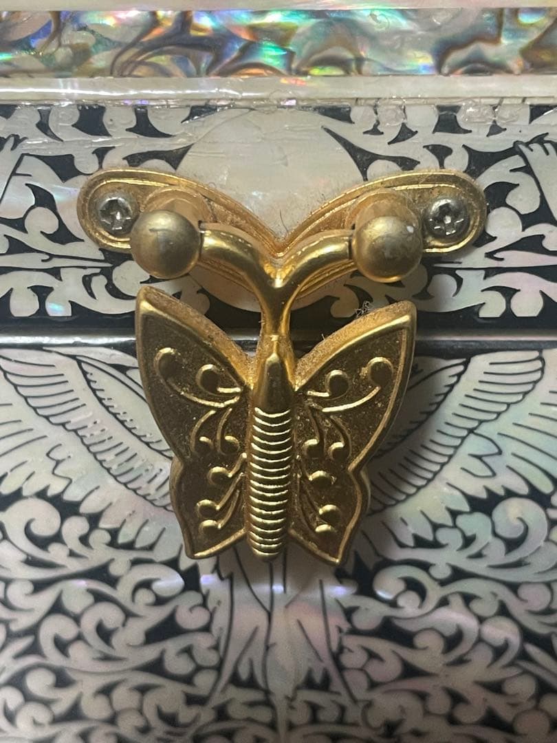 ぽ*た様 らでん　螺鈿細工 小物入れ アクセサリーケース　鏡付き