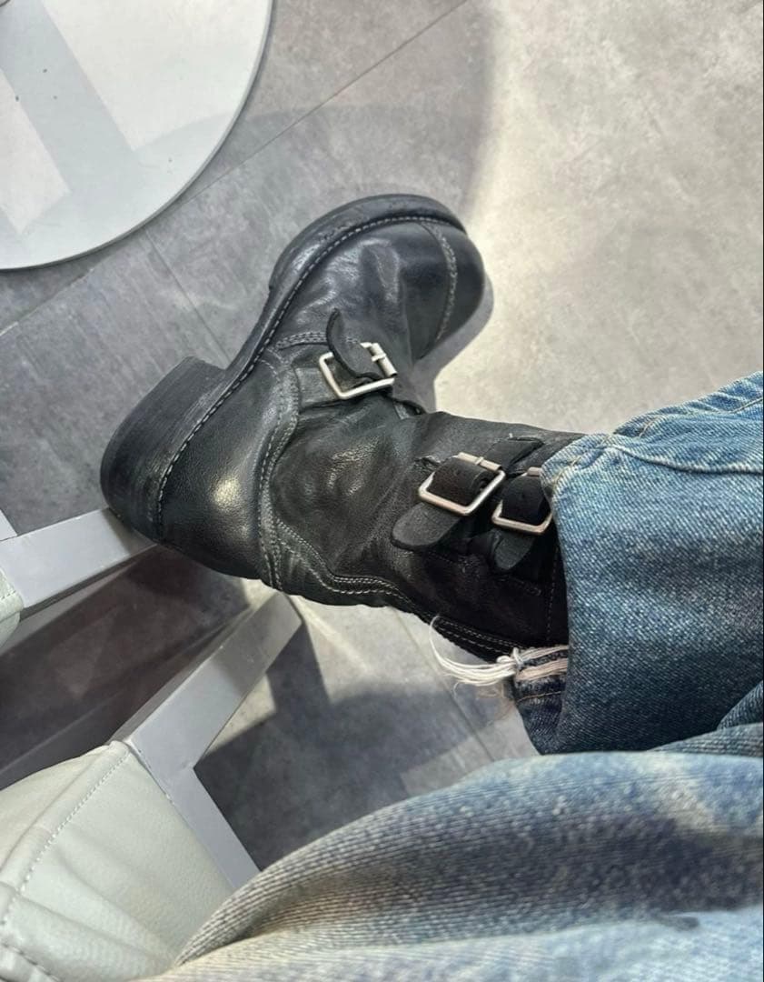 靴 dark Military Engineer Boots