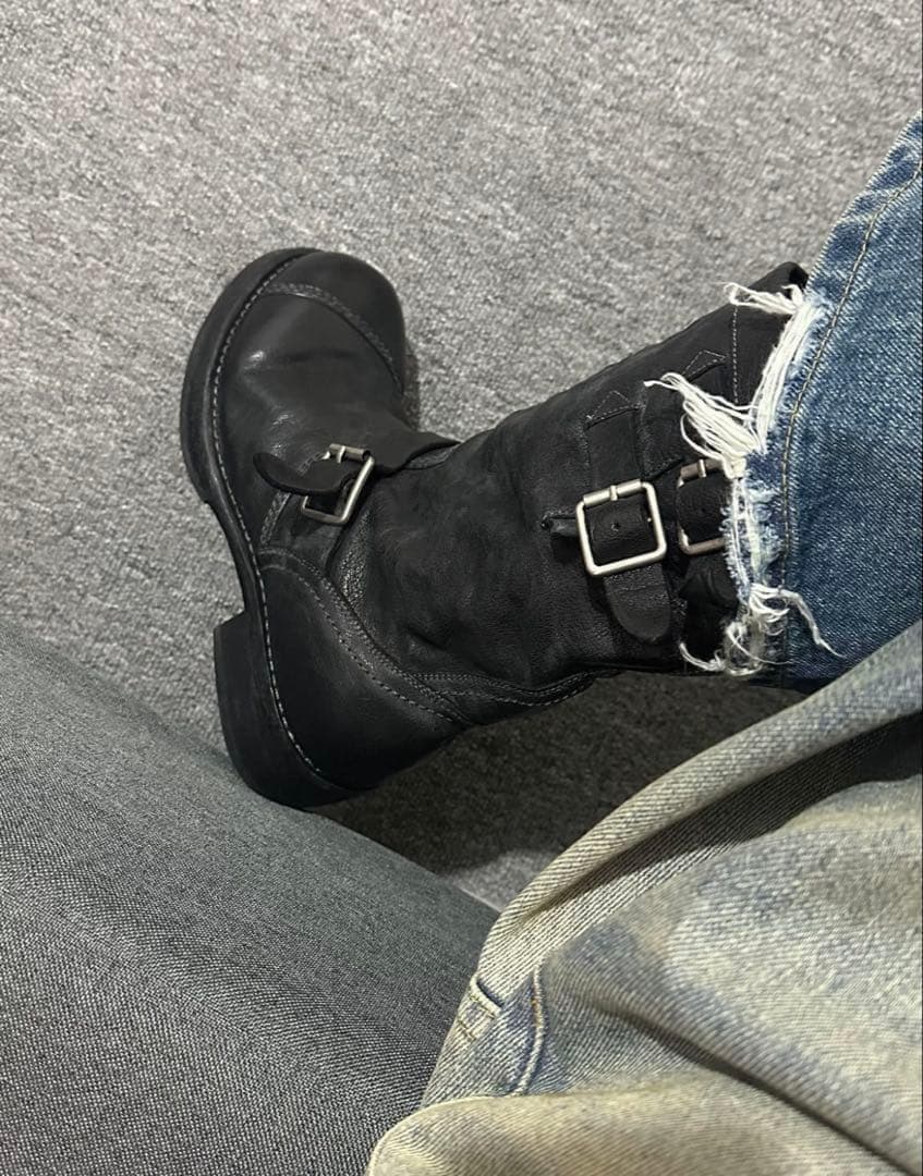 靴 dark Military Engineer Boots