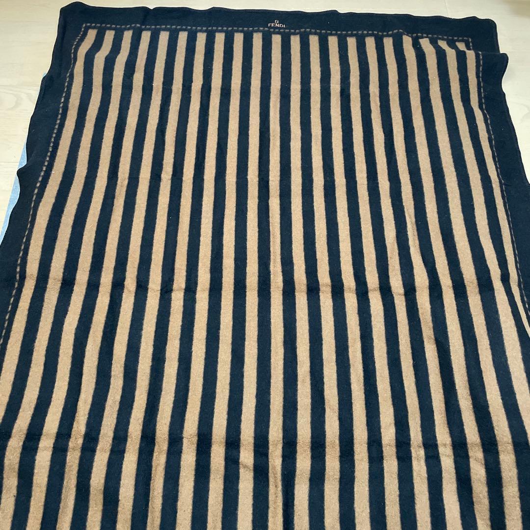 FENDI フェンディ 毛布 ストライプ ブラウン✖️ブラック ウール
