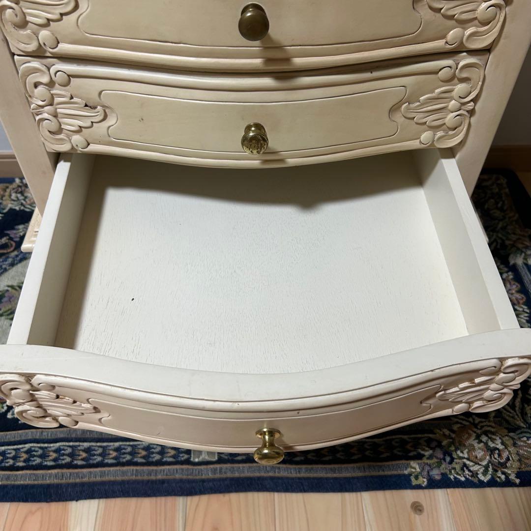 アイボリー 天然木 クラシックチェスト 4段　猫脚