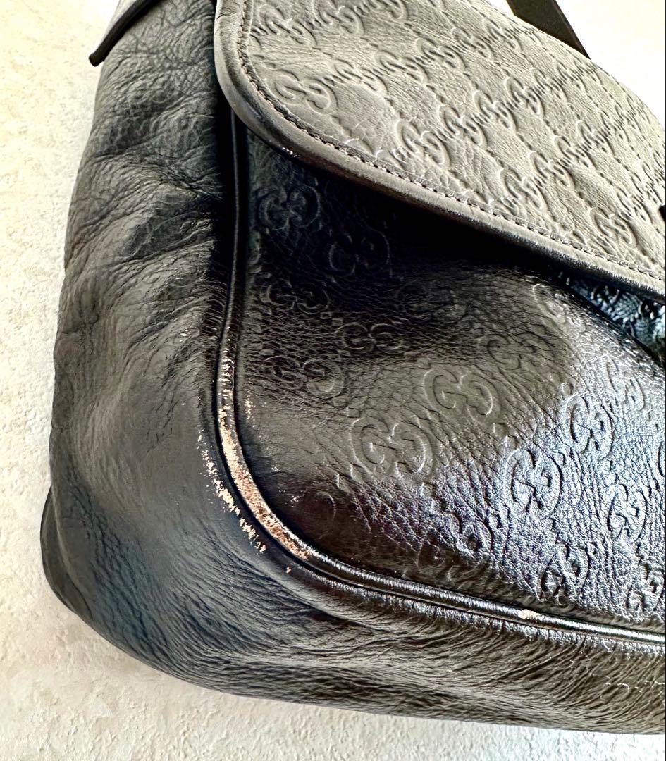 グッチシマ　メンズ　斜めかけバッグ　ダークブラウン