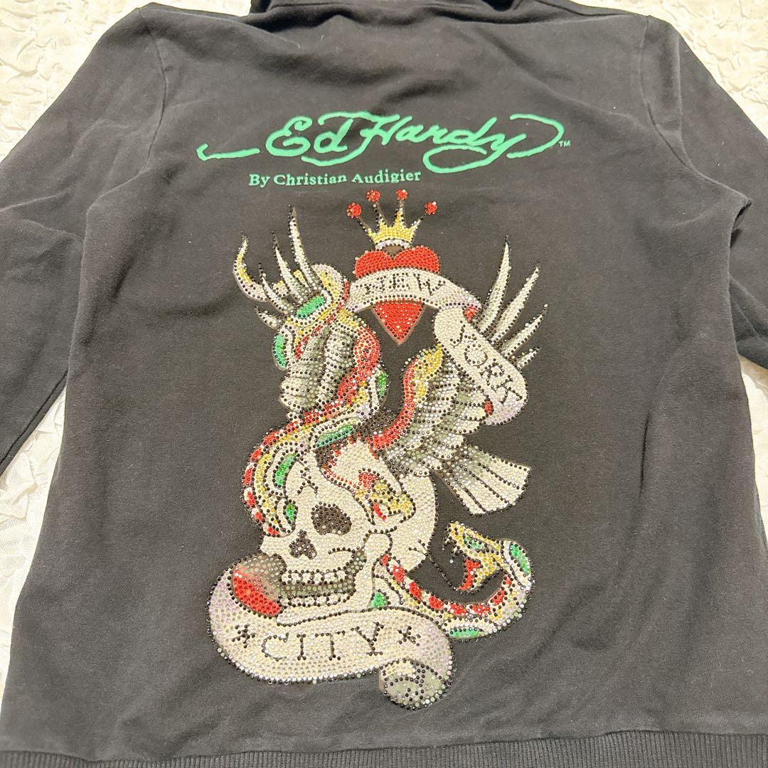 エドハーディ クリスチャンオードジェー フルジップ パーカー ドクロ ストーン