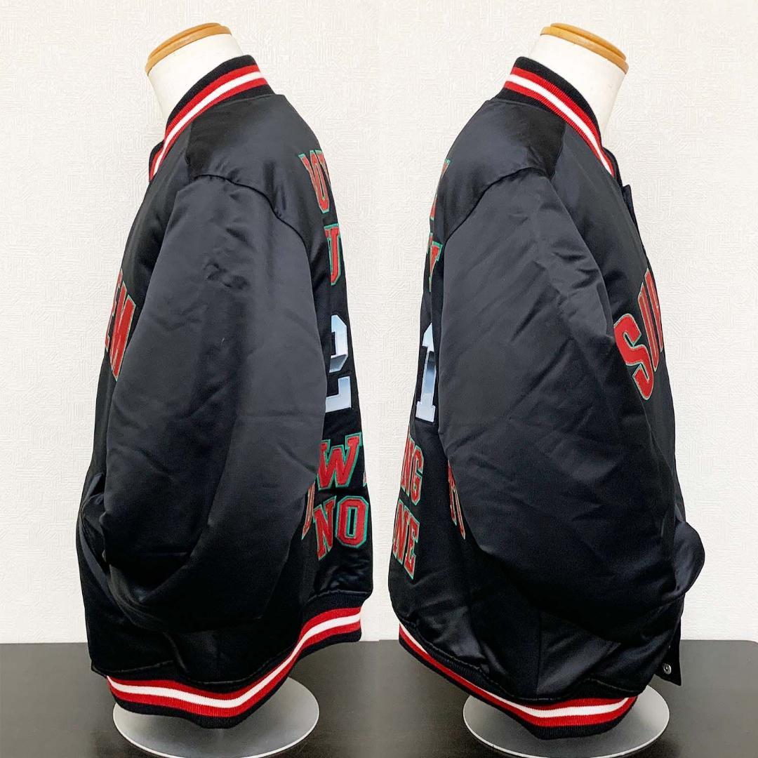 【美品】シュプリーム × ミッチェル&ネス サテンジャケット スタジャン 刺繍