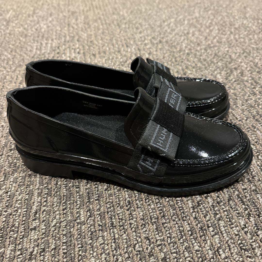 HUNTER レインシューズ レディース リファインド ボウ グロス ローファー