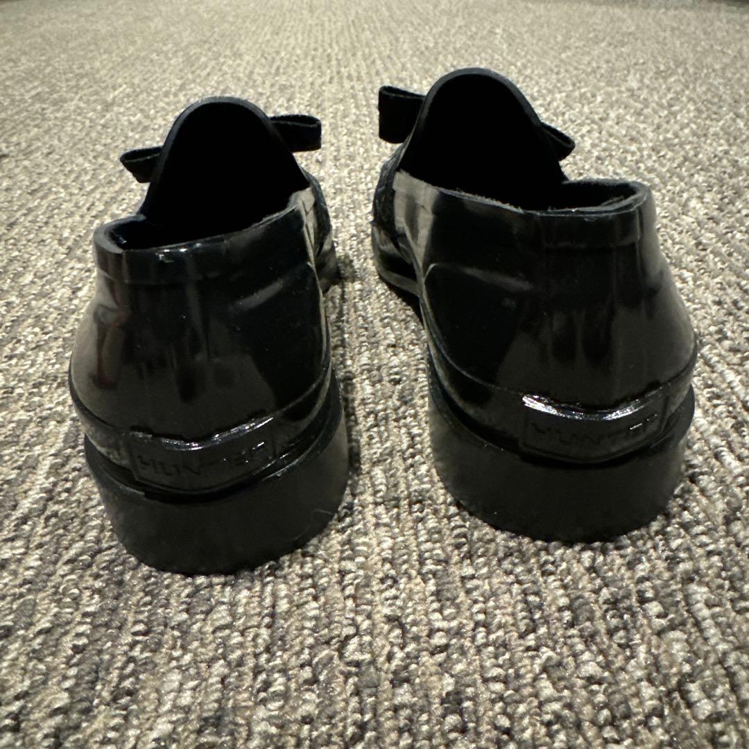 HUNTER レインシューズ レディース リファインド ボウ グロス ローファー