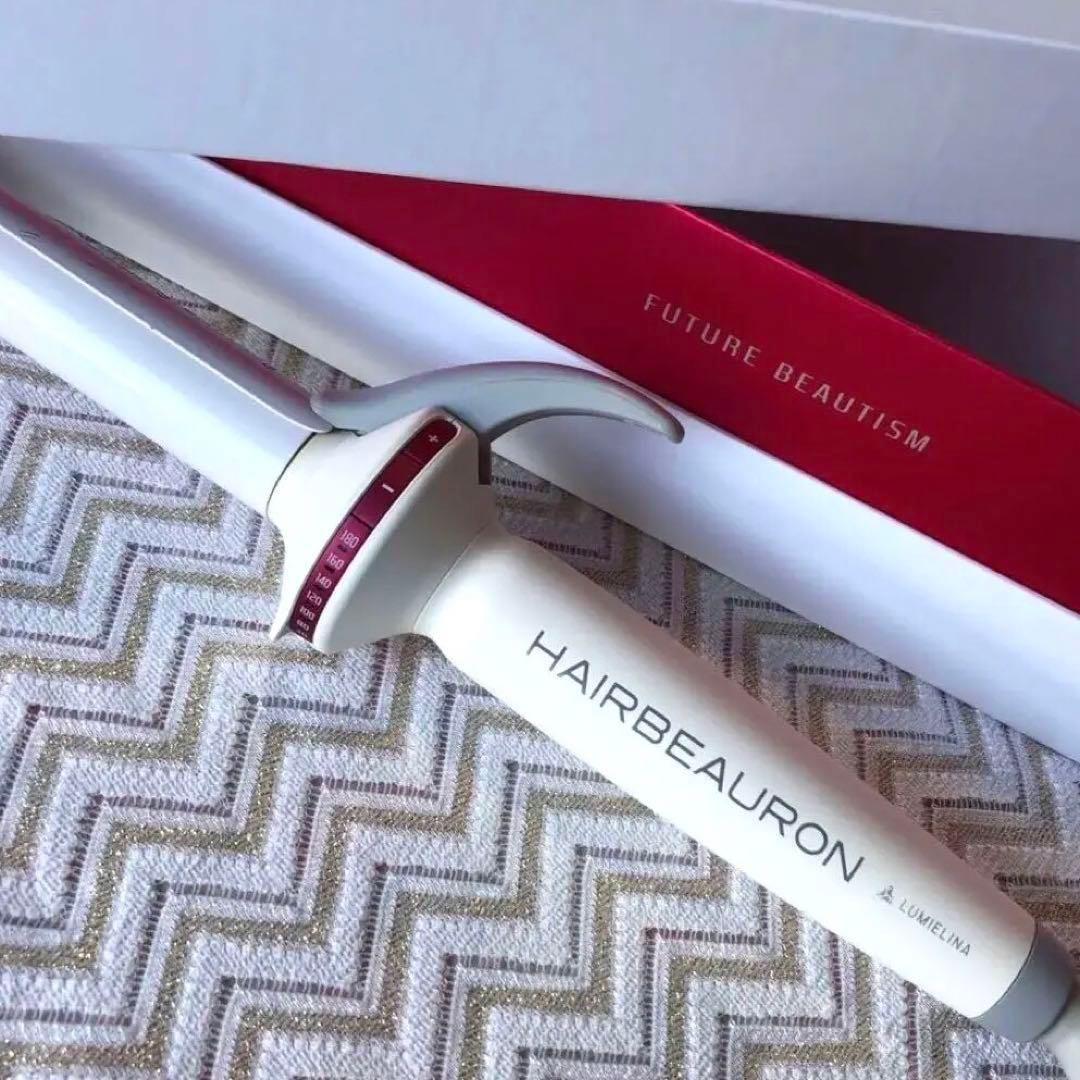 【動作保証】HAIRBEAURON カールヘアアイロン ホワイト ２６.５ｍｍ