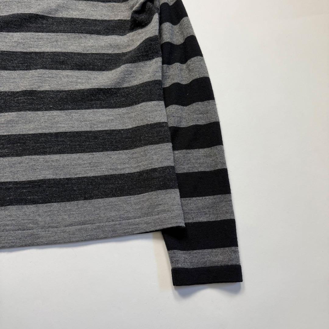 トップス 2000s PPFM border crew neck knit sweater