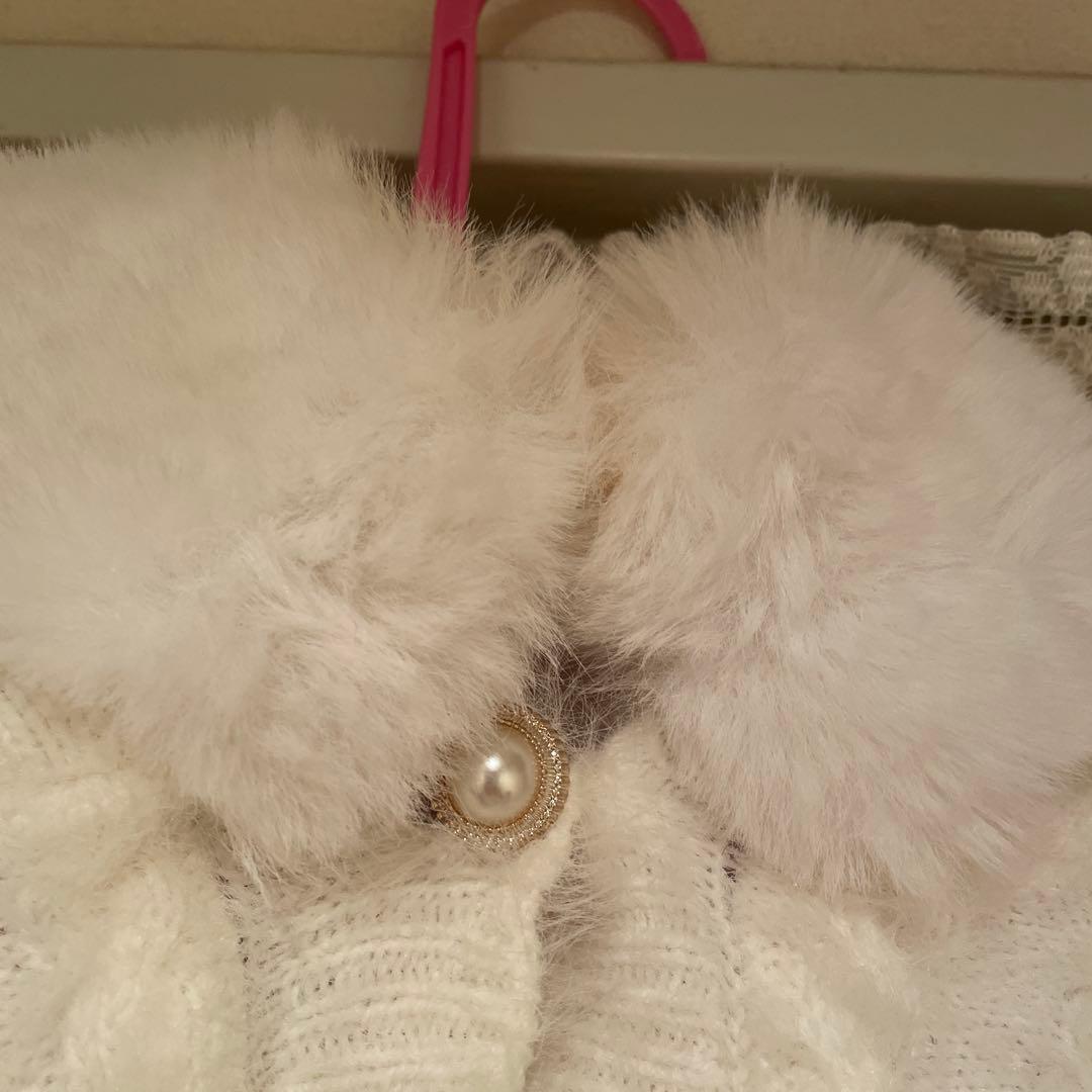 Amavel ハートケーブル編みニットポンチョ ホワイト 白