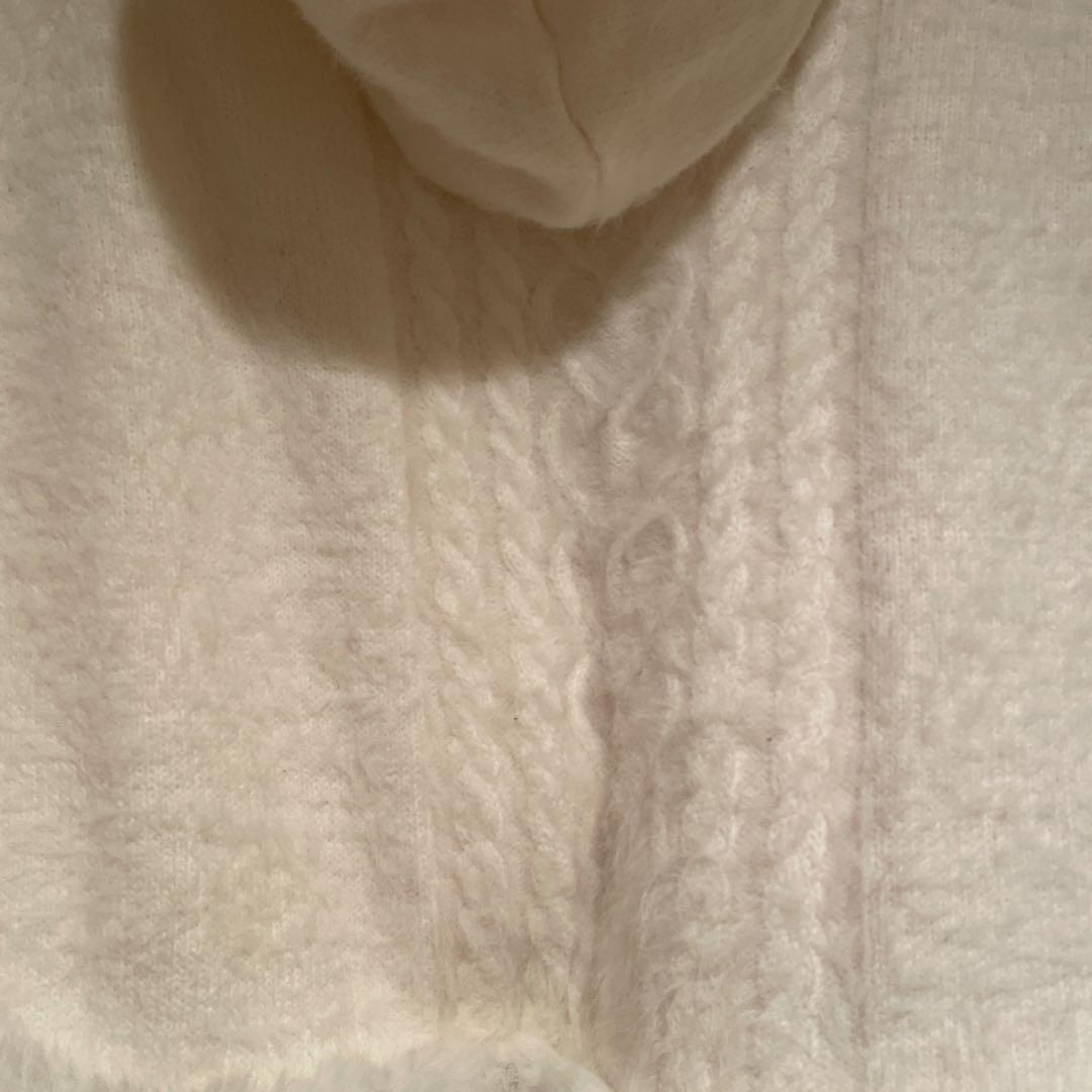 Amavel ハートケーブル編みニットポンチョ ホワイト 白