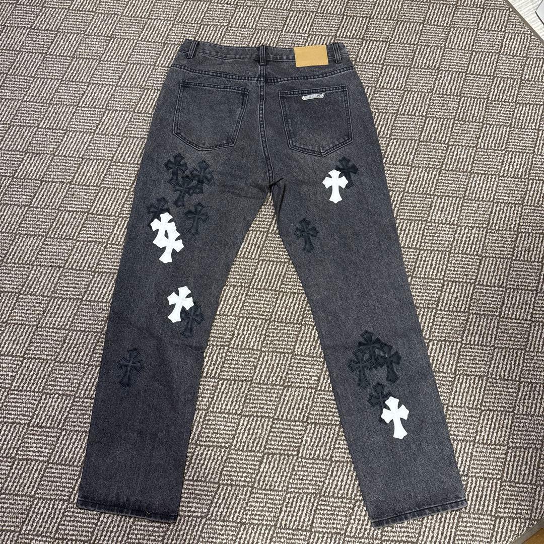 希少クロムハーツクロスパッチ グレー デニムパンツ