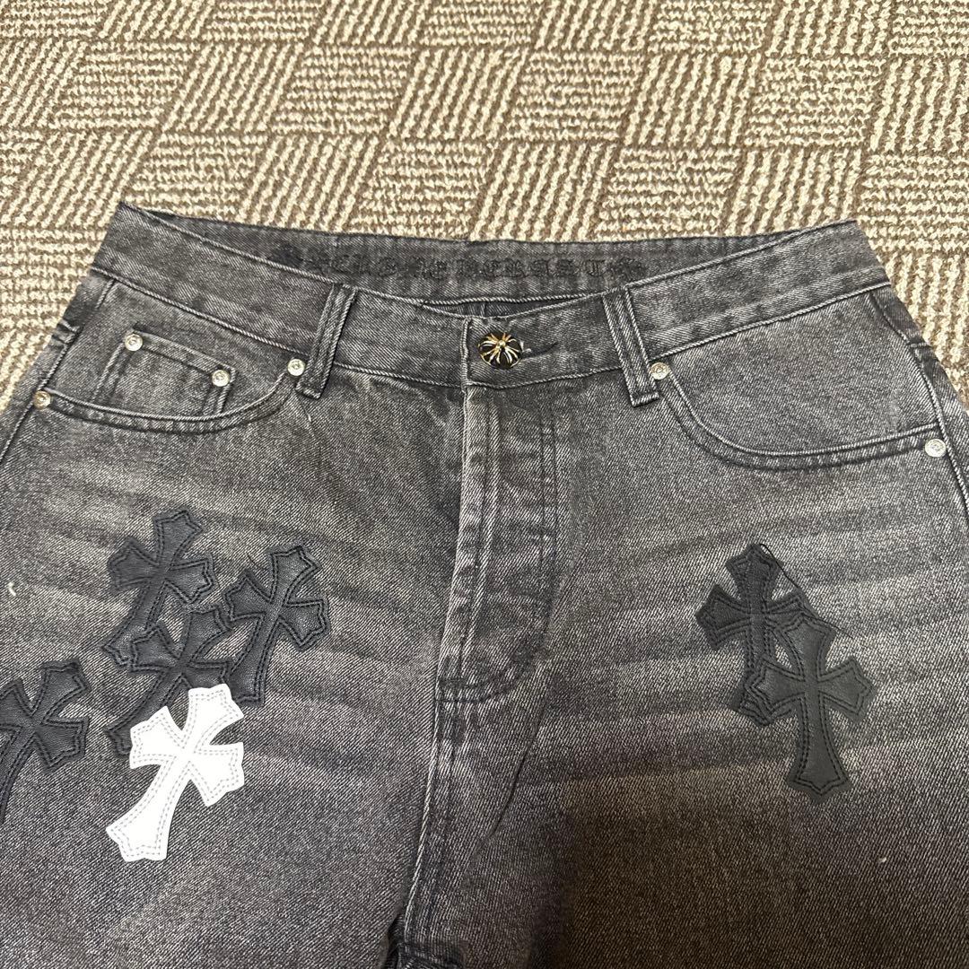 希少クロムハーツクロスパッチ グレー デニムパンツ