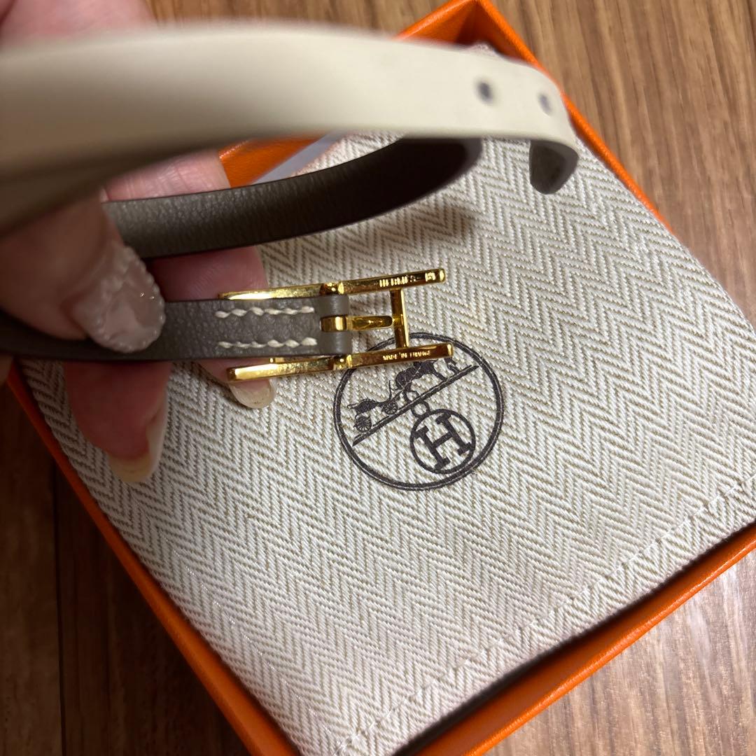 エルメス　HERMES レザーブレスレット　ビーアピ　ドゥブルトゥール