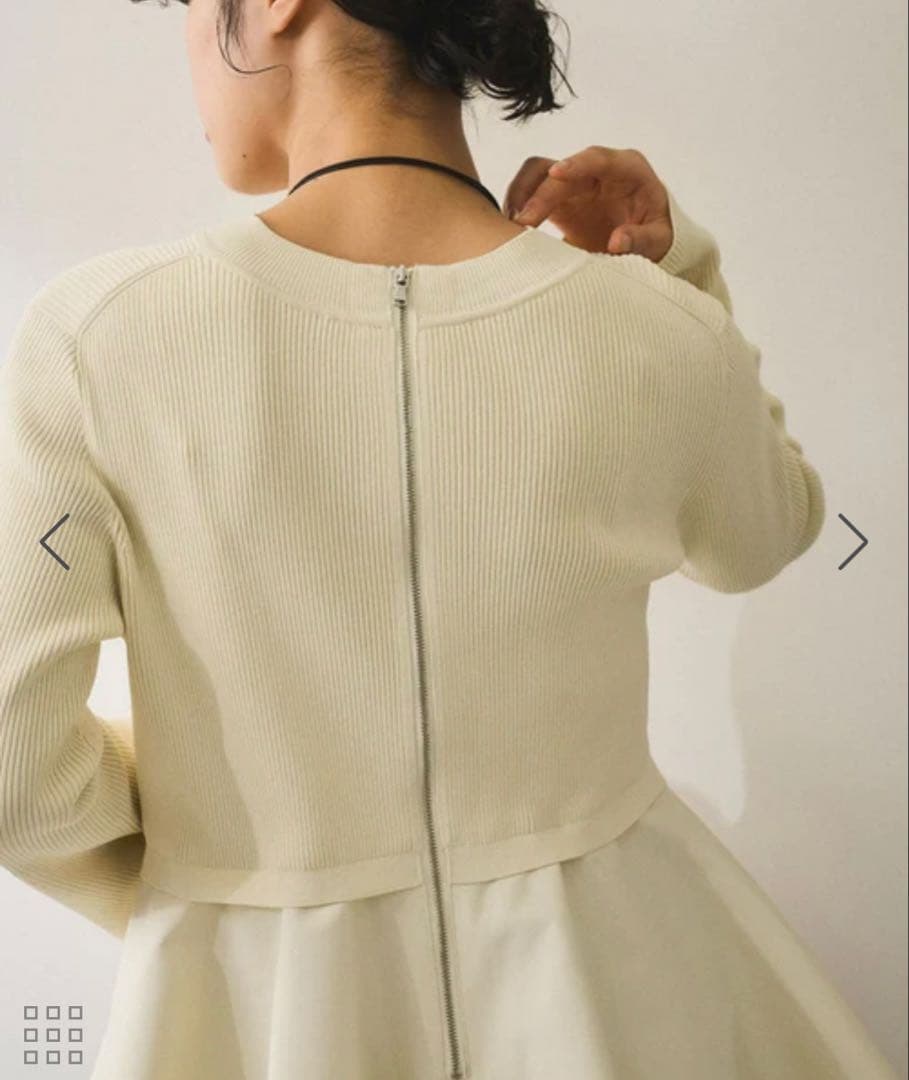 アダムエロペ【洗える】サステナブル　ペプラムコンビニットプルオーバー