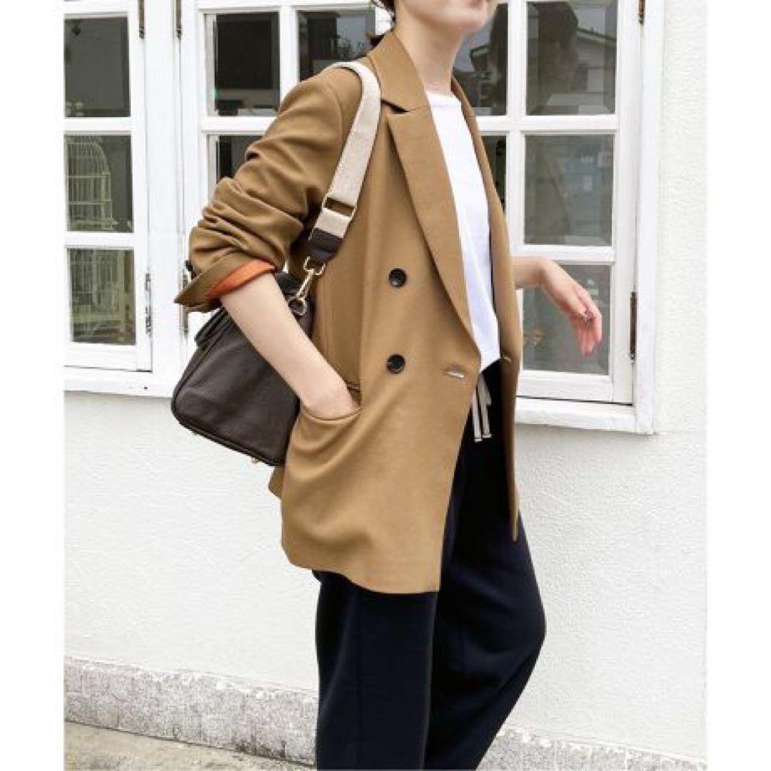 キャメル色 ダブルブレスト テーラードジャケット