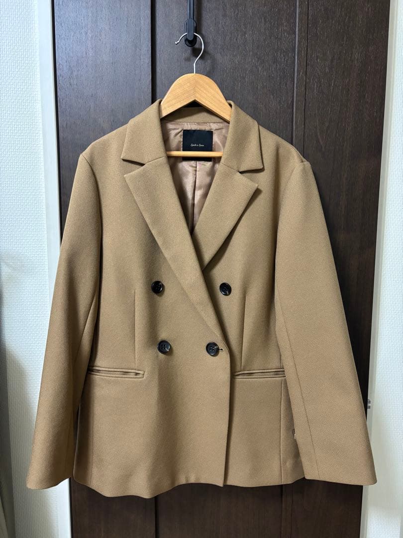 キャメル色 ダブルブレスト テーラードジャケット