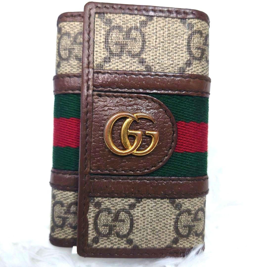 【美品】グッチ 6連 キーケース GGスプリーム マーモント シェリーライン