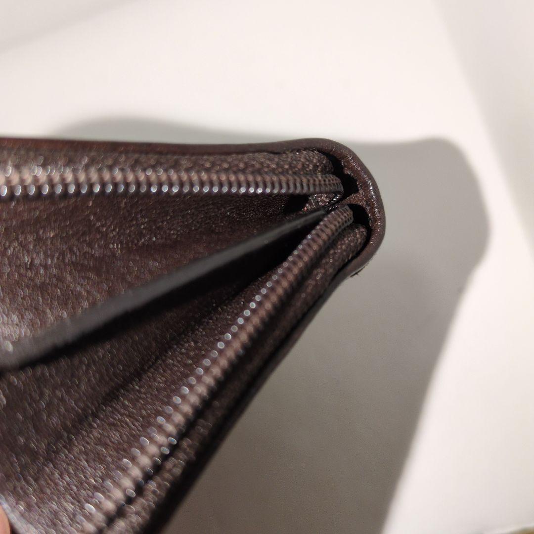 GUCCI 　グッチ　ケース　シマレザー　ラウンドファスナー　ブラウン