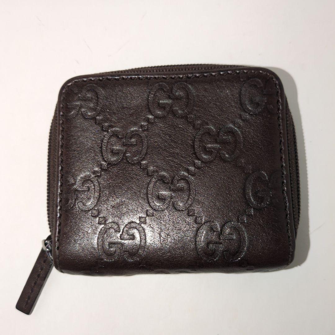 GUCCI 　グッチ　ケース　シマレザー　ラウンドファスナー　ブラウン