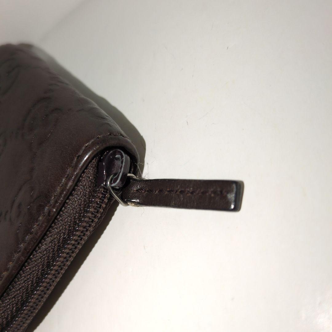 GUCCI 　グッチ　ケース　シマレザー　ラウンドファスナー　ブラウン