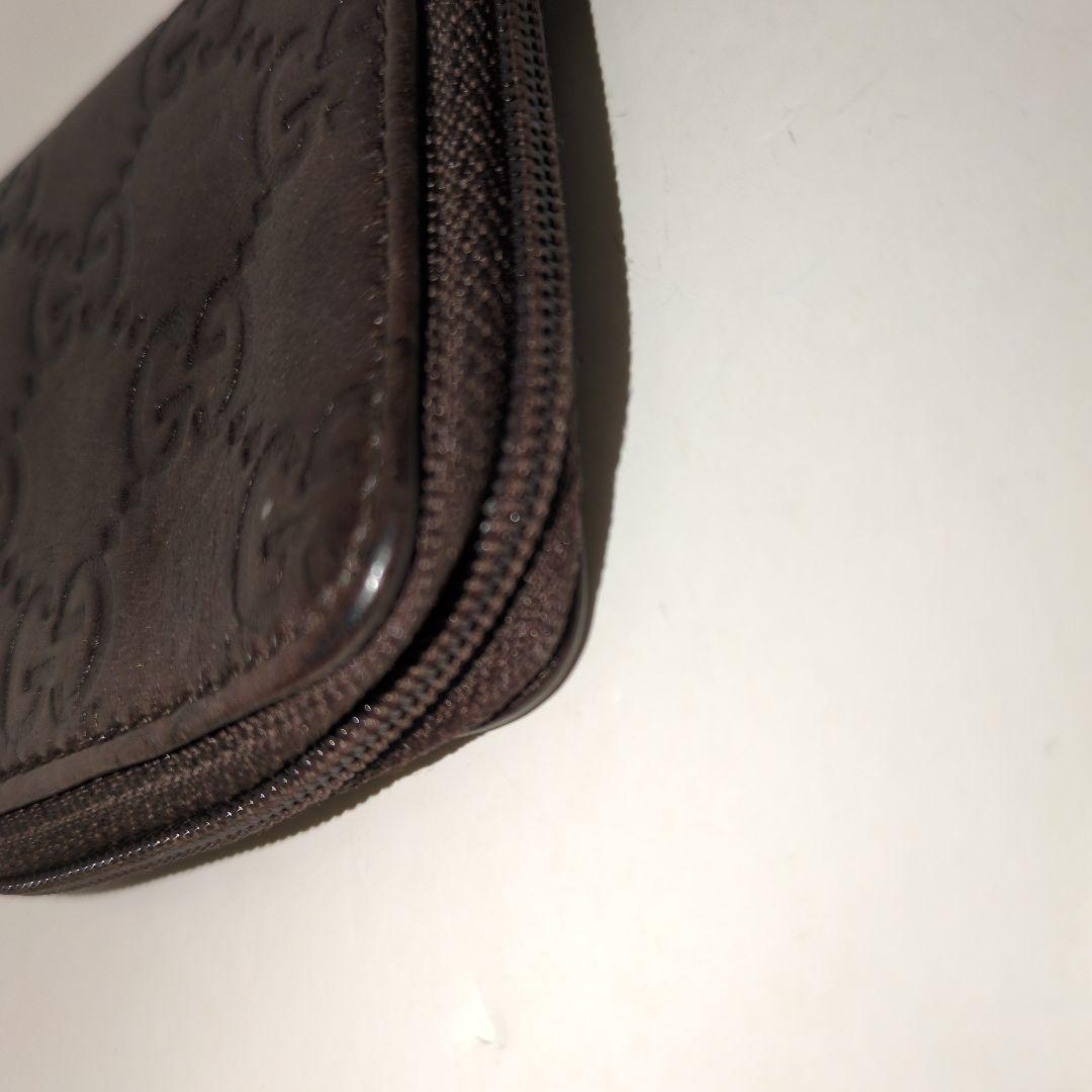GUCCI 　グッチ　ケース　シマレザー　ラウンドファスナー　ブラウン