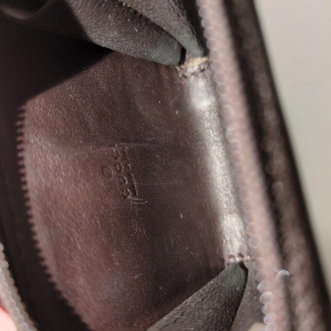 GUCCI 　グッチ　ケース　シマレザー　ラウンドファスナー　ブラウン