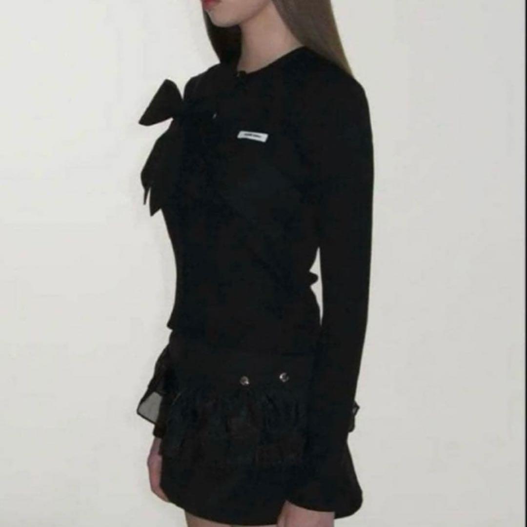 2/6まで値下げ 新品 crank リボンニットカーディガン 黒