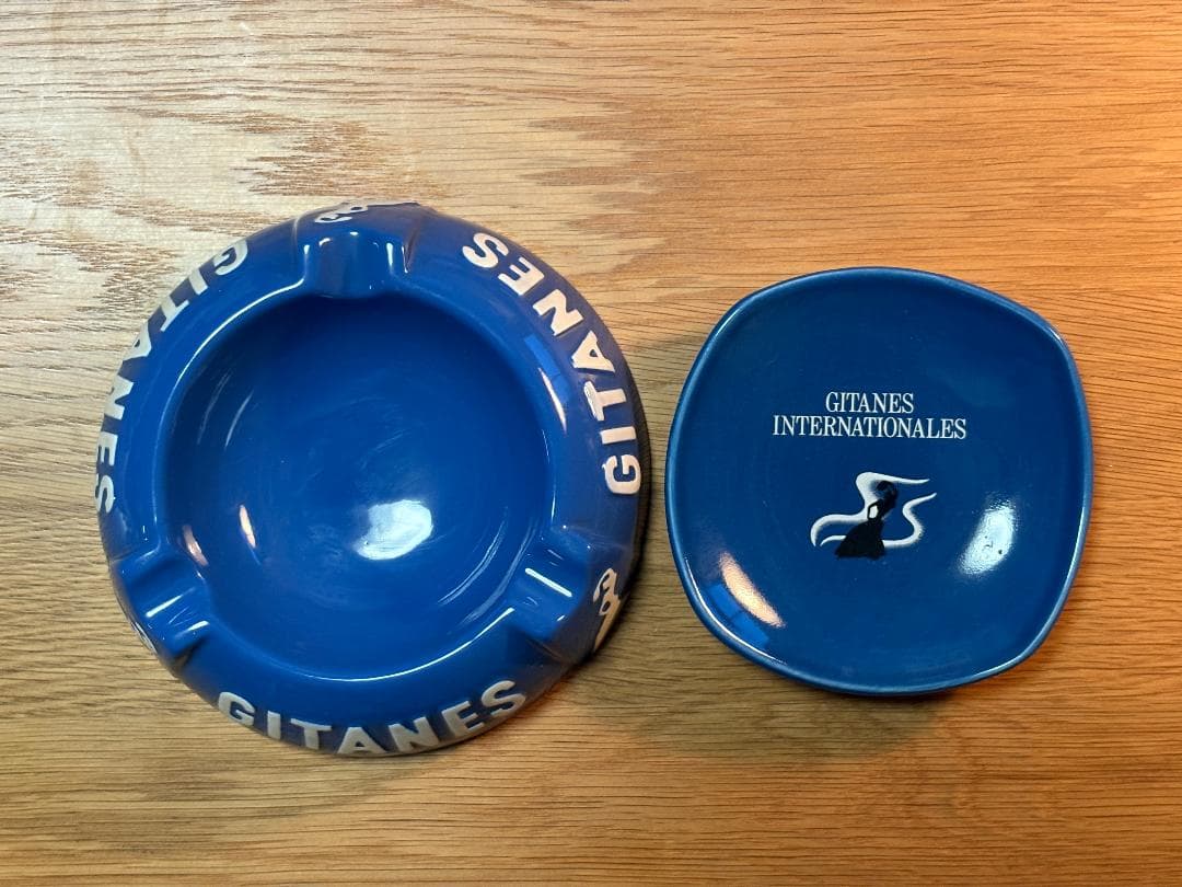［2個セット］Gitanes ジタン 灰皿 ブルー アンティーク