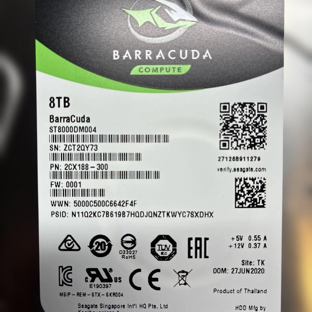新品箱なし 8TB HDD SEAGATE BARRACUDA ②