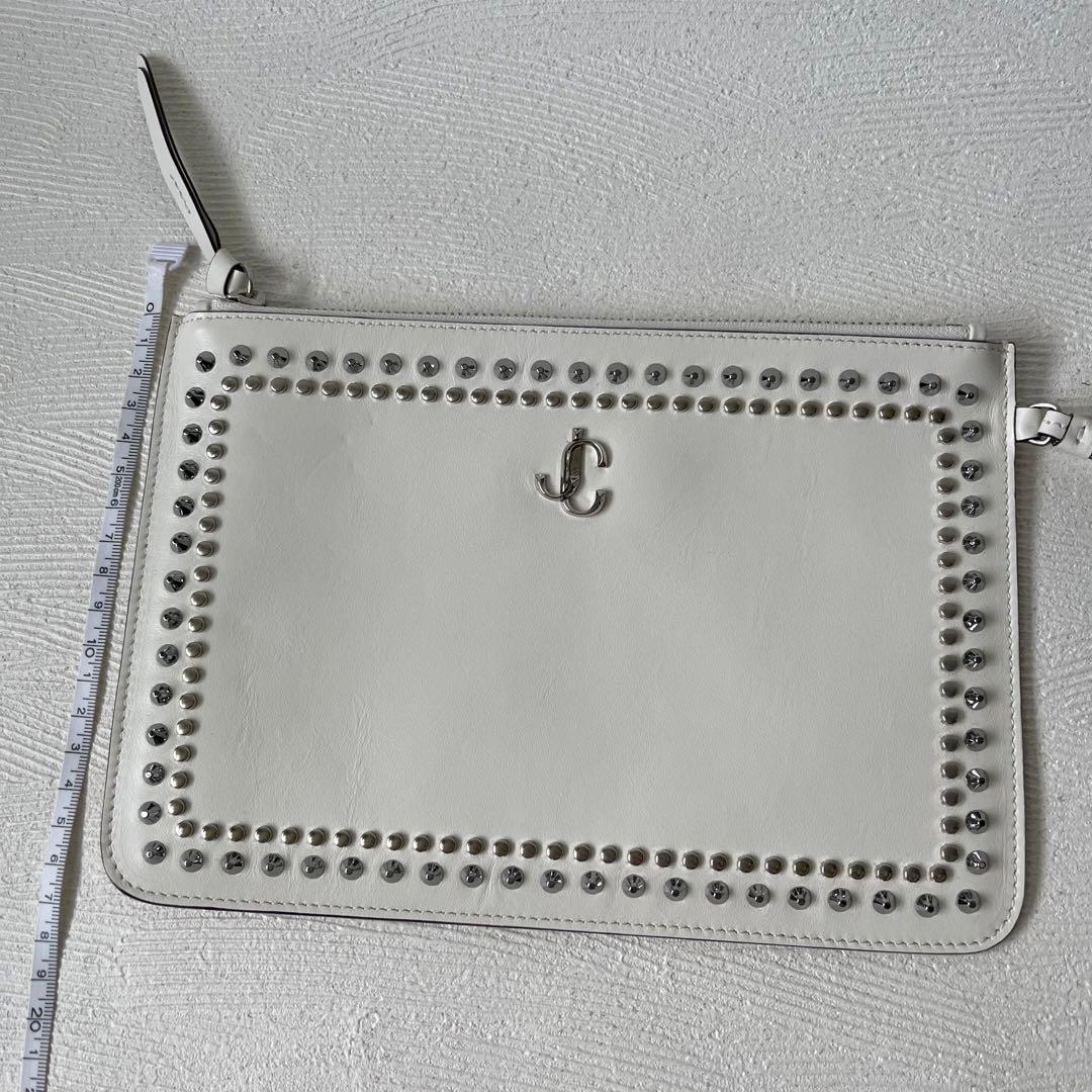 ジミーチュウ　JIMMY CHOO クラッチバッグ　スタッズ　ホワイト　ポーチ