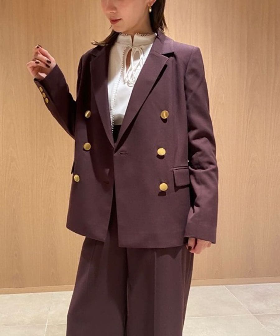【SNIDEL】金ボタンダブルジャケット　フレアパンツバーガンディ