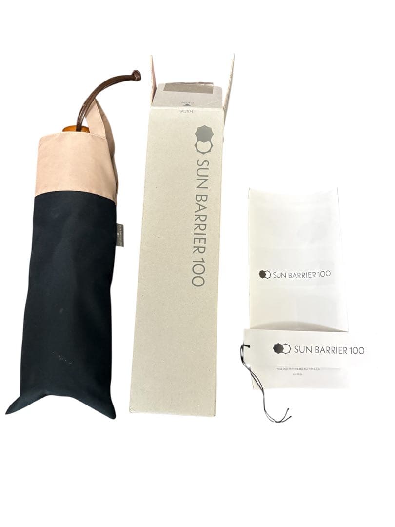 SUN BARRIER 100 折りたたみ傘 黒/ピンク