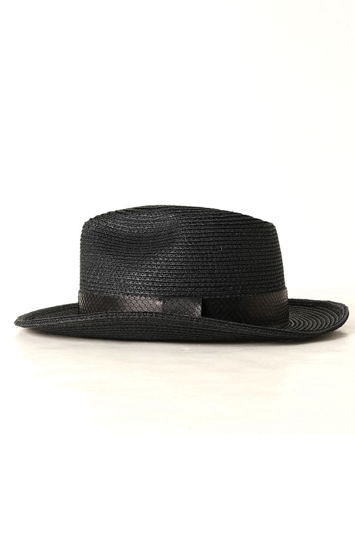 ☆専用出品 BACK LASH バックラッシュ 黒 パイソンレザーストローハット
