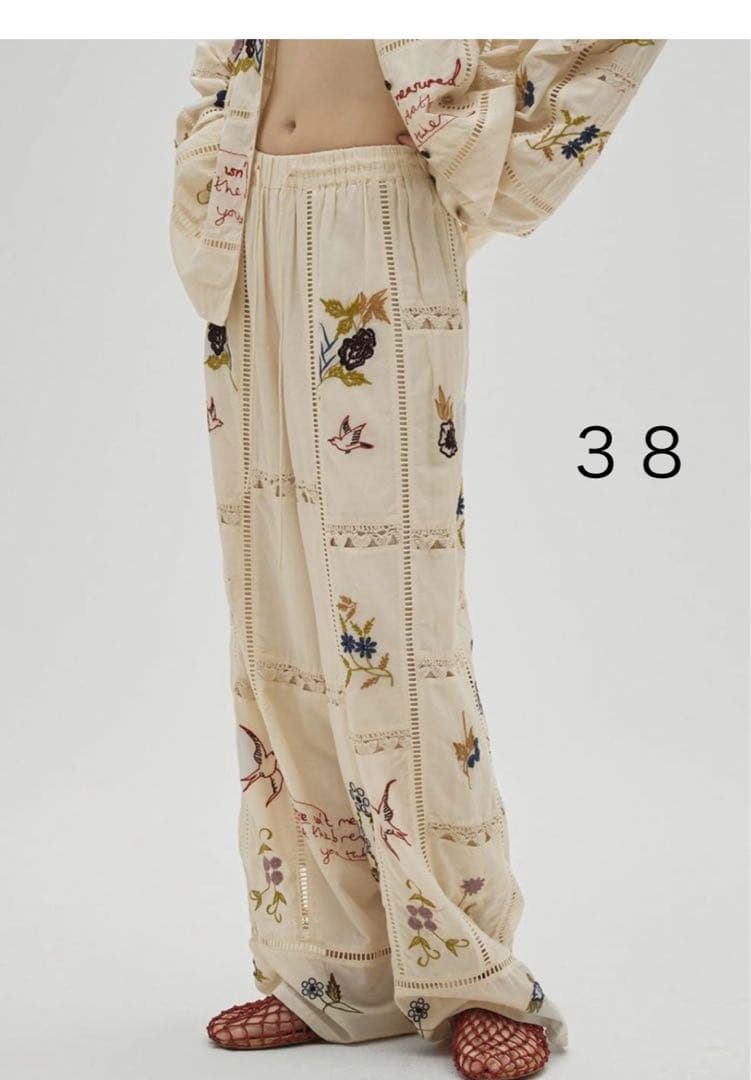 TODAYFUL Embroidery Patchwork 刺繍　パンツ　38
