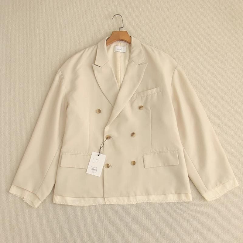 ジャケット・アウター Oversize double-breasted cut off jacket