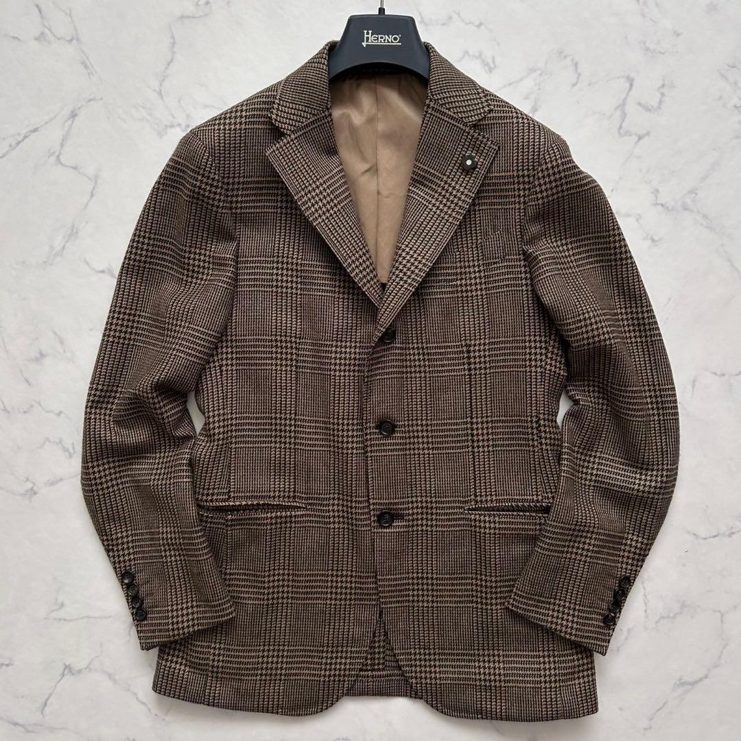 LARDINI ラルディーニ ロロピアーナ チェックテーラードジャケット 46