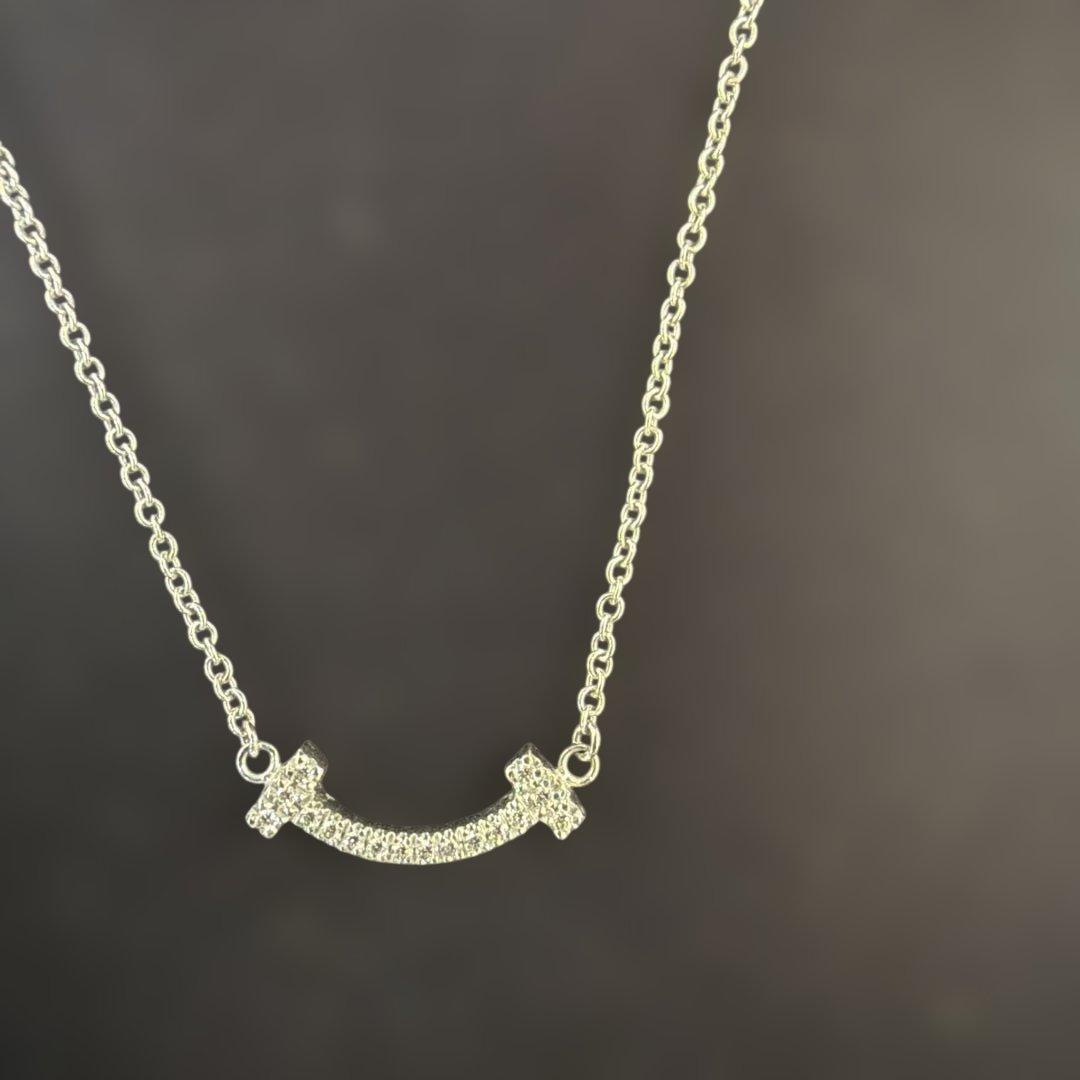 ✨️早い者勝ち✨️Tiffany ミニTスマイル ダイヤモンドネックレスK18WG