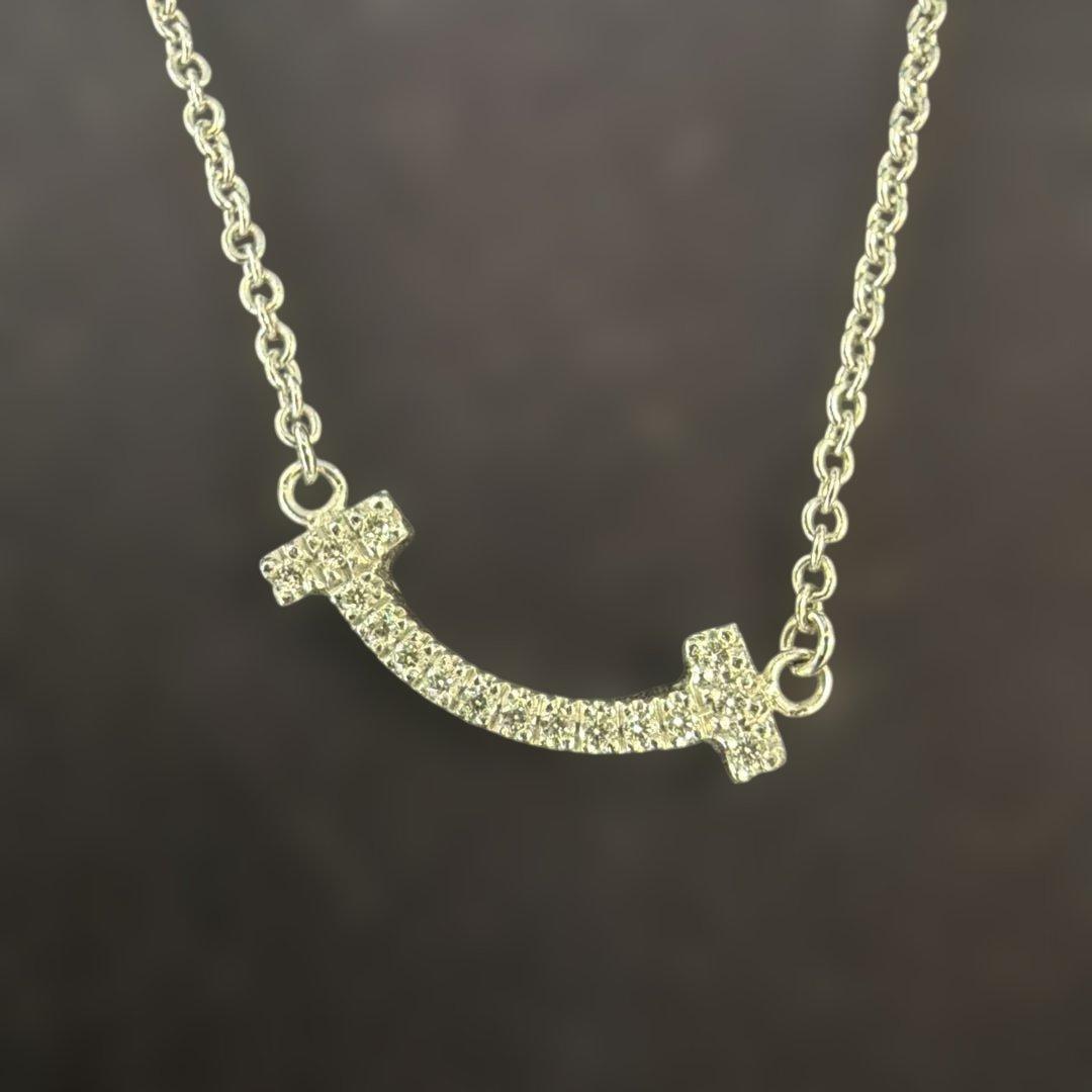 ✨️早い者勝ち✨️Tiffany ミニTスマイル ダイヤモンドネックレスK18WG