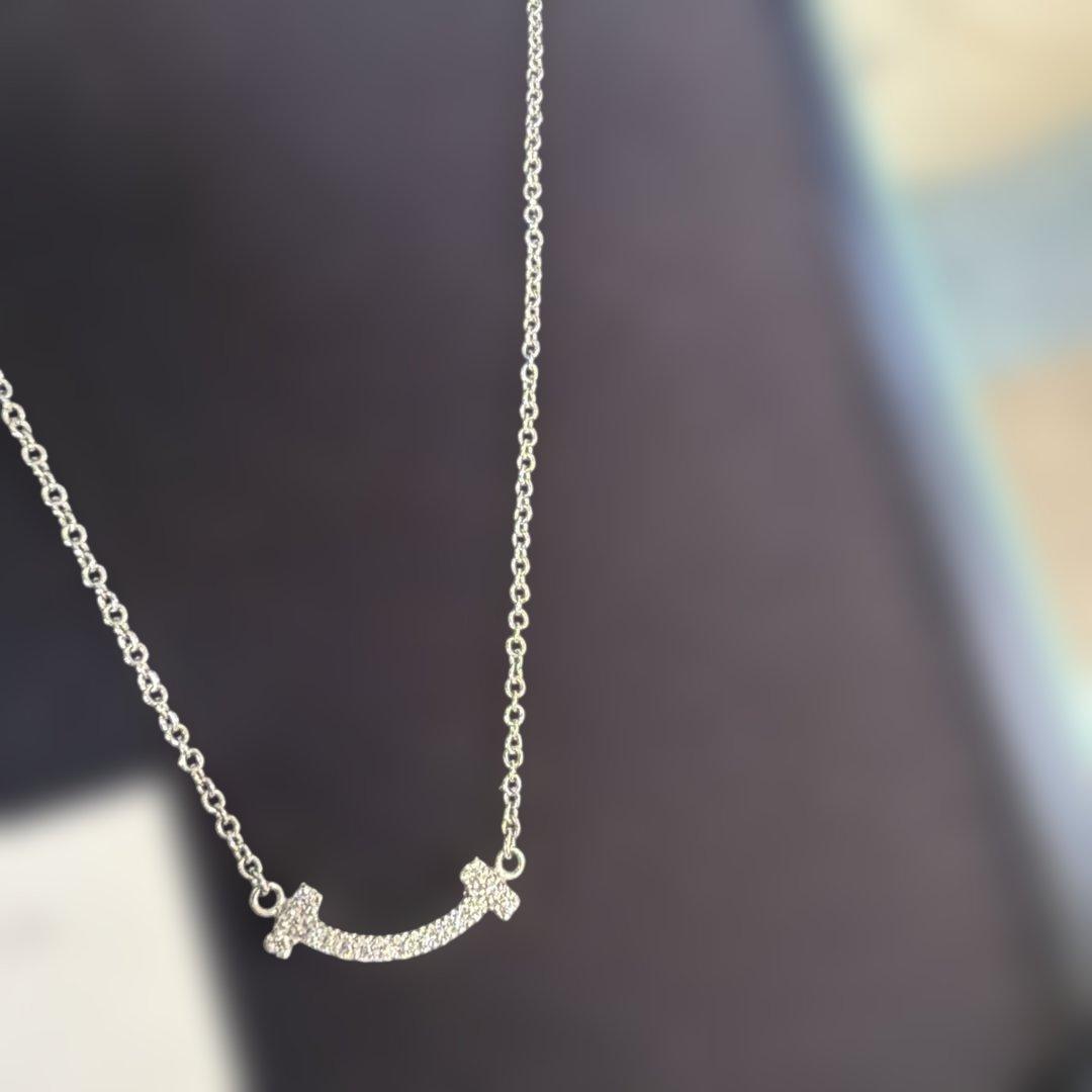 ✨️早い者勝ち✨️Tiffany ミニTスマイル ダイヤモンドネックレスK18WG