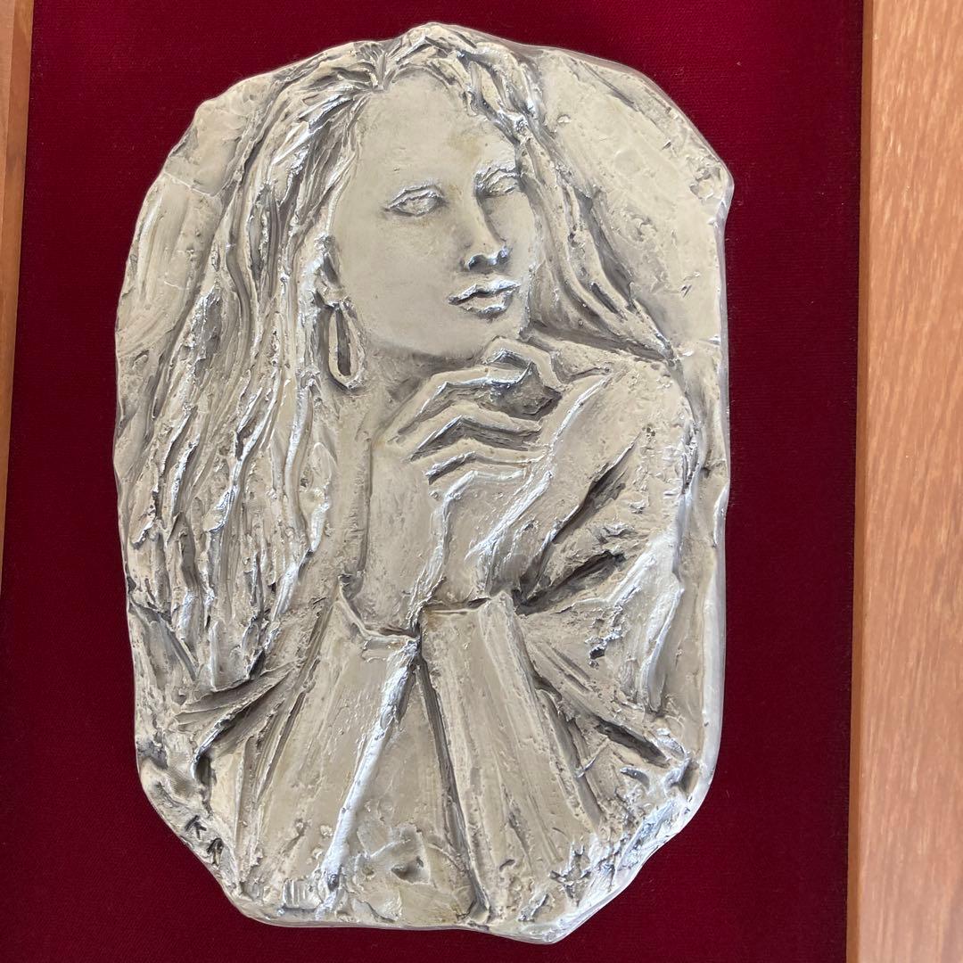 彫刻家 朝倉響子 レリーフ 「晨」 1990 額入 ◆父は東洋のロダン 朝倉文夫